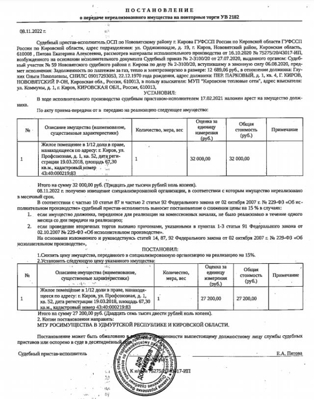 Торги №308030 Лот №381543 Доля 1/12 в праве общей долевой собственности - торги по банкротству 2